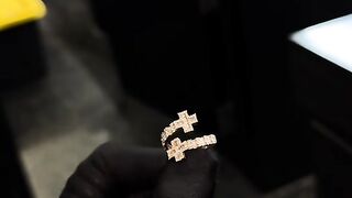 10k Gold 0.75Ctw Natural Diamond Cross Cuff Ring