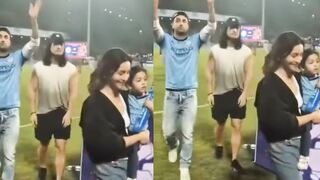 Raha Kapoor in stadium Enjoy football match with Alia Bhatt Ranbir Kapoor together!!.