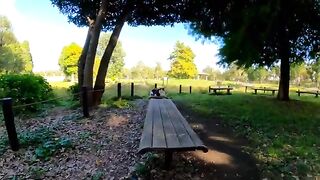 A cat in the park: "If you want to sit on this bench, it gets nicer and nicer."