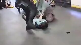 officers kicked a young man face in Manchester airport