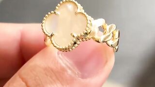 Ladies Real Gold Cuban Link Clover Ring