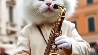 Cat playing music Sarà perché ti amo. Roma - ItáliaGato tocando saxofone #saràperchétiamo#saraperchetiamo#cat #