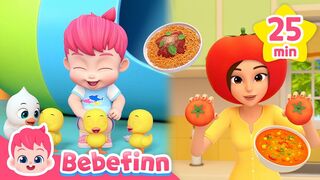 Hola, I'm Tomato ㅣFood Song for KidsㅣFive Little Series CompilationㅣBebefinn Nursery Rhymes