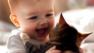 Cute baby with Kitty