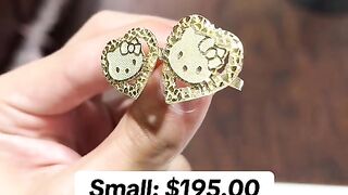 Ladies Real Gold Nugget Heart Hello Kitty Rings