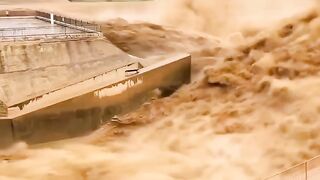 A spillway at the world's largest hydroelectric power plant, the Three Gorges on the Yangtze River