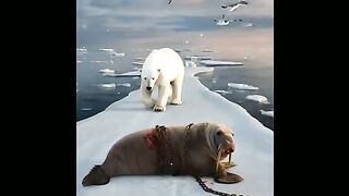 Wait Till the End! Polar Bear and Walrus Shocking Rescue