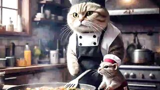 Cat cooking dinner ????