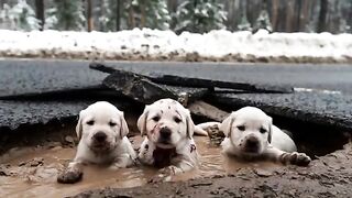 Horse & Three Baby Dogs