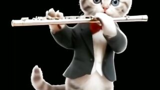 cat plays the flute