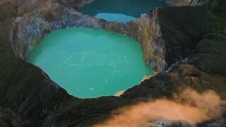 Kelimutu is a volcano on the island of Flores, Indonesia