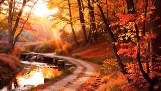 "Autumn Serenity: A Sunset Stroll by the River"