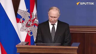 Russian President Vladimir Putin has delivered a speech at the extended meeting with the collegium of the Russian Ministry of Defense