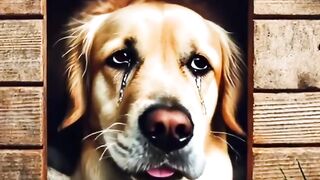 A cute dog crying