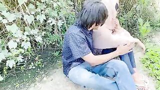 Hijab desi girl  in jungle with her boyfriend