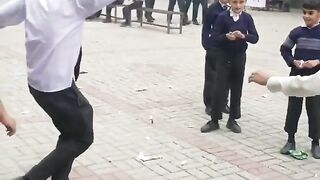 School boy viral dance party.