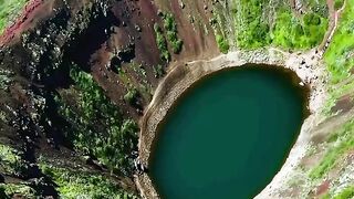 Lake Kerid is a volcanic lake, near the town of Selfoss