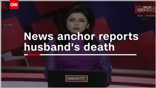 News anchor reports husband's death.