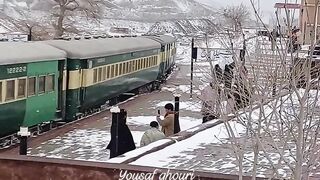 Snowfall ????️ at Railway station in