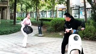 Funny gril fun with man