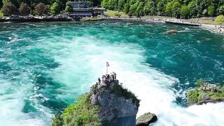 The Rhine Falls (Rheinfall) is considered the largest in Europe by volume of water cascading down