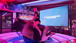 OMGð® Brave Blonde Girl Ride on a Bull in Benidorm  Mechanical Bull 4K. Spain 2024 - Beach Step (720p, h264)