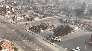 Drone footage of the Eaton Canyon Fire aftermath in Altadena