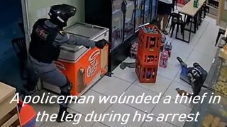 A policeman wounded a thief in the leg during his arrest