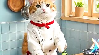 Cats cooking like Chef Profesional #cooking #cute