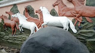 Horse statue in front of the house