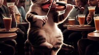 Cats Play Music in the Cafe #cats #playmusic