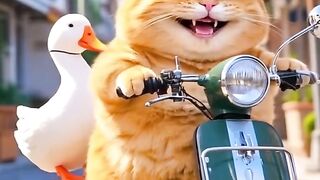 Cute cat fun story with duck