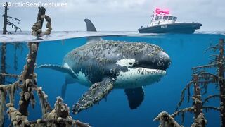 The giant killer whale has millions of barnacles and moss clinging to its body and needs help