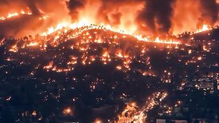 Pemandangan dari atas saat terjadi kebakaran hebat di los angeles