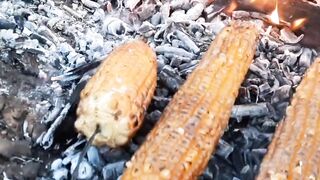 Beautiful moments as I grill corn in nature