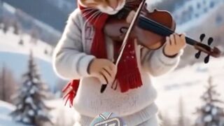 Cat Plays Violin in the Snow!