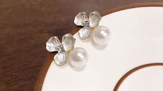 Silver Needle Light Luxury Minority Pearl Flower Earrings Women