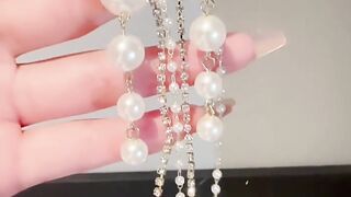 Temperament Pearl Tassel Long Earrings With 925 Silver