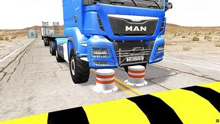 Flatbed Truck Mcqueen | Transportation with Truck - Pothole vs Car #72 - BeamNG.Drive