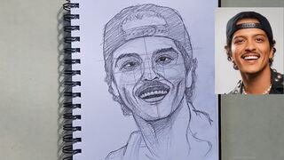 BRUNO MARS drawing with pencil , Loomis method portrait drawing _drawing _artwork