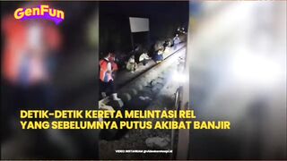 Detik detik kereta melintas di jln yang sempat terputus