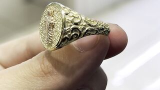 Men's 2-Tone Gold Filigree San Judas Tadeo Ring