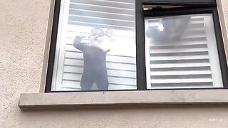 Baby & cat amusingly greet dad as he comes home from work This is so wholesome!