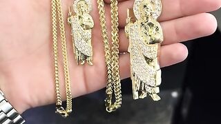 Real Gold & Cubic Zirconia Box Franco & San Judas Taddeo Set