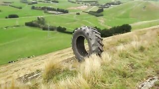 100 Tires Vs Mountain! Extreme Destruction Bowling