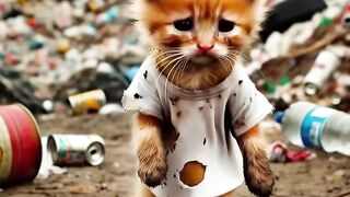 Poor Cat Living in The Landfill Trying to Become Rich #cat #kitten