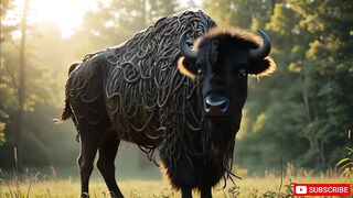 Black AI Cow with Snakes