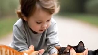 Heartwarming Bond Between a Boy and His Playful Cats!