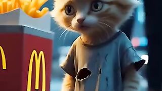 Poor Cat didn't have money to buy McDonald's fries #poorcat​ #shorts​