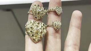 Real Gold Nugget Heart Rings